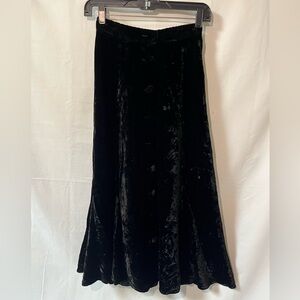 Vintage Lucia Lukken Broomskirts Black Velvet Button Skirt Size Small